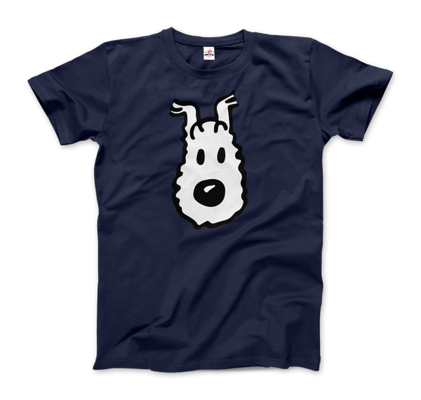 Snowy (Milou), Wire Fox Terrier from Tintin T-Shirt - Men / Navy / Small by Art-O-Rama