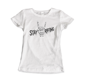 Stay Riffing - Rock’n Roll Skull T-Shirt - Women (Fitted) / White / S - T-Shirt