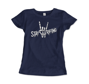 Stay Riffing - Rock’n Roll Skull T-Shirt - Women (Fitted) / Navy / S - T-Shirt
