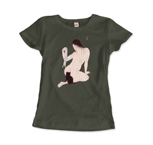 Takahashi Hiroaki - Nude Playing with a Cat, 1927 Artwork T-Shirt - Art-O-Rama Shop