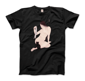 Takahashi Hiroaki - Nude Playing with a Cat, 1927 Artwork T-Shirt - Art-O-Rama Shop