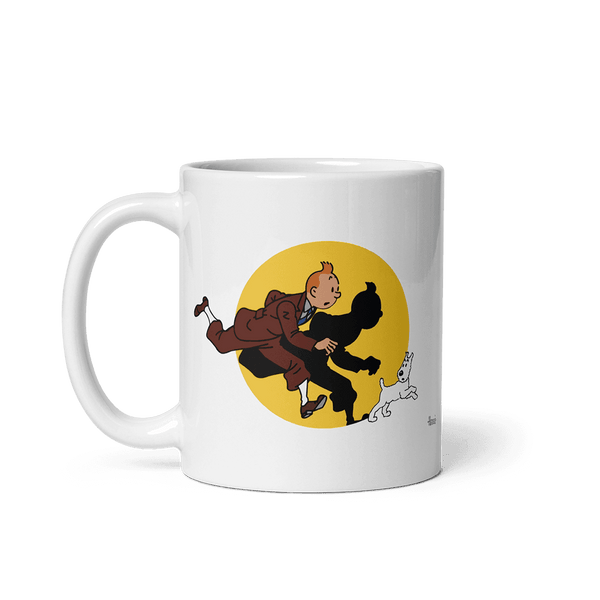 Tintin and Snowy (Milou) Getting Hit By A Spotlight Mug - 11oz (325mL) - Mug