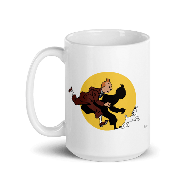 Tintin and Snowy (Milou) Getting Hit By A Spotlight Mug - 15oz (444mL) - Mug