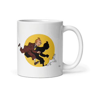 Tintin and Snowy (Milou) Getting Hit By A Spotlight Mug - Mug
