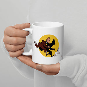 Tintin and Snowy (Milou) Getting Hit By A Spotlight Mug - Mug