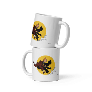 Tintin and Snowy (Milou) Getting Hit By A Spotlight Mug - Mug