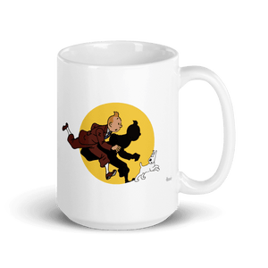 Tintin and Snowy (Milou) Getting Hit By A Spotlight Mug - Mug