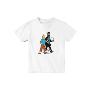 Tintin Snowy and Captain Haddock Artwork T-Shirt - Youth / White / S - T-Shirt