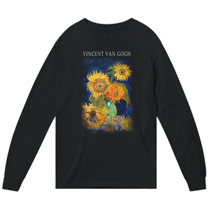Van Gogh Five Sunflowers 1888 Artwork Long Sleeve Shirt - Black / Small - Long Sleeve Shirt