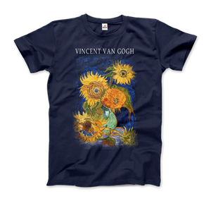 Van Gogh Five Sunflowers 1888 Artwork T-Shirt - Men (Unisex) / Navy / S - T-Shirt