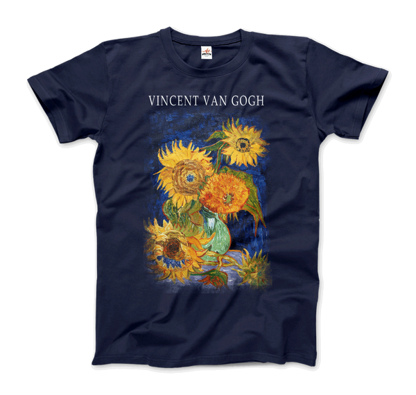 Van Gogh Five Sunflowers 1888 Artwork T-Shirt - Men (Unisex) / Navy / S - T-Shirt