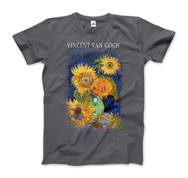 Van Gogh Five Sunflowers 1888 Artwork T-Shirt - Men (Unisex) / Charcoal / S - T-Shirt