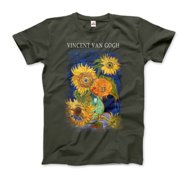 Van Gogh Five Sunflowers 1888 Artwork T-Shirt - Men (Unisex) / City Green / S - T-Shirt