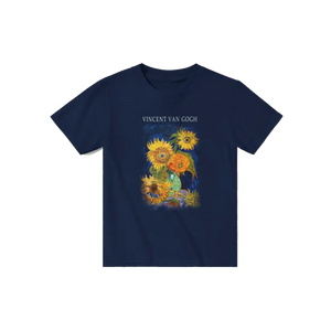 Van Gogh Five Sunflowers 1888 Artwork T-Shirt - Youth / Navy / S - T-Shirt