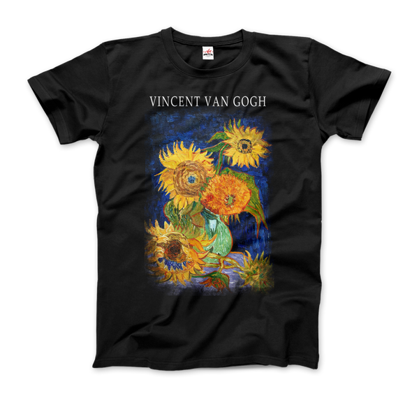 Van Gogh Five Sunflowers 1888 Artwork T-Shirt - Men (Unisex) / Black / S - T-Shirt