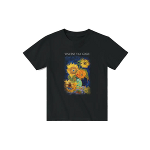 Van Gogh Five Sunflowers 1888 Artwork T-Shirt - Youth / Black / S - T-Shirt