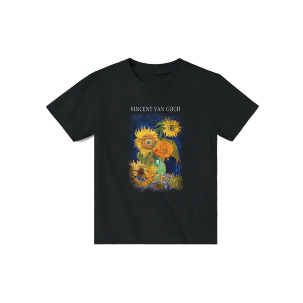 Van Gogh Five Sunflowers 1888 Artwork T-Shirt - Youth / Black / S - T-Shirt