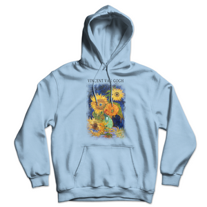 Van Gogh Five Sunflowers Art Hoodie - Light Blue / S - Hoodie