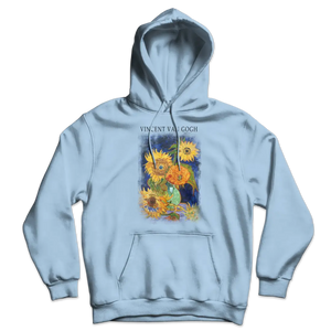 Van Gogh Five Sunflowers Art Hoodie - Light Blue / S - Hoodie