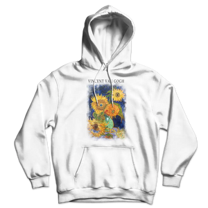 Van Gogh Five Sunflowers Art Hoodie - White / S - Hoodie