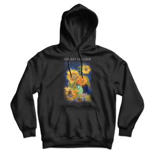 Van Gogh Five Sunflowers Art Hoodie - Black / S - Hoodie