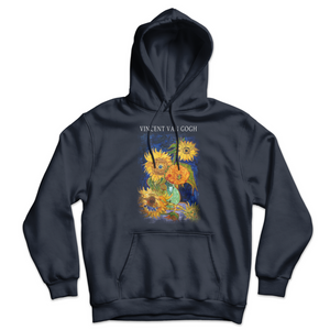 Van Gogh Five Sunflowers Art Hoodie - Navy / S - Hoodie