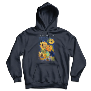 Van Gogh Five Sunflowers Art Hoodie - Navy / S - Hoodie