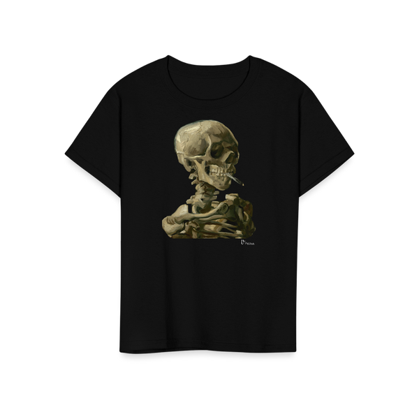 Van Gogh Skull of a Skeleton with Burning Cigarette 1886 T - Shirt - Youth / Black / S - T - Shirt