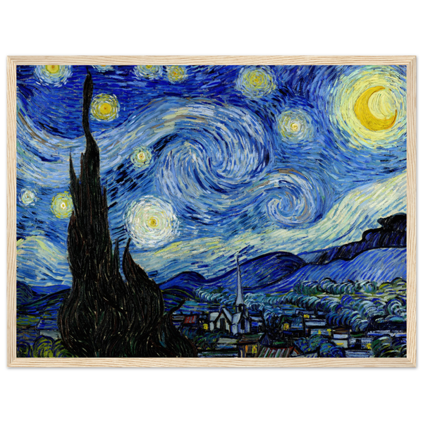 Van Gogh - The Starry Night 1889 Artwork Poster Matte / 18 x 24″ (45 60cm) Wood