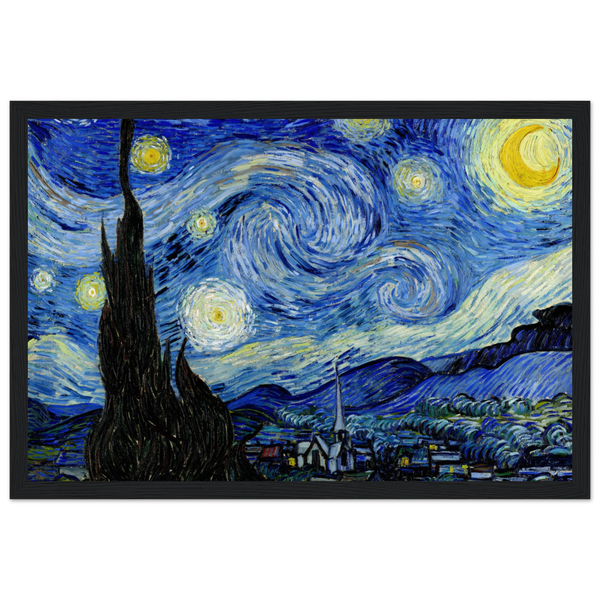 Van Gogh - The Starry Night 1889 Artwork Poster Matte / 12 x 18″ (30 45cm) Black