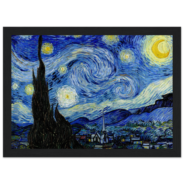 Van Gogh - The Starry Night 1889 Artwork Poster Matte / 8 x 12″ (21 29.7cm) Black