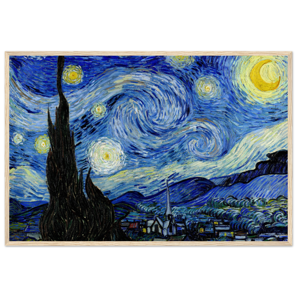 Van Gogh - The Starry Night 1889 Artwork Poster Matte / 24 x 36″ (60 90cm) Wood