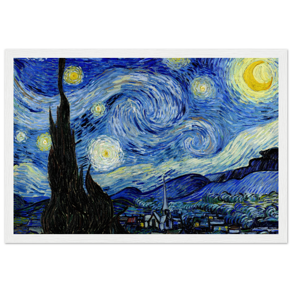 Van Gogh - The Starry Night 1889 Artwork Poster Matte / 12 x 18″ (30 45cm) White