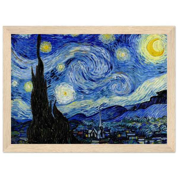 Van Gogh - The Starry Night 1889 Artwork Poster Matte / 8 x 12″ (21 29.7cm) Wood