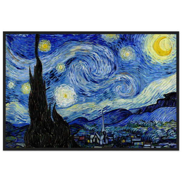 Van Gogh - The Starry Night 1889 Artwork Poster Matte / 24 x 36″ (60 90cm) Black