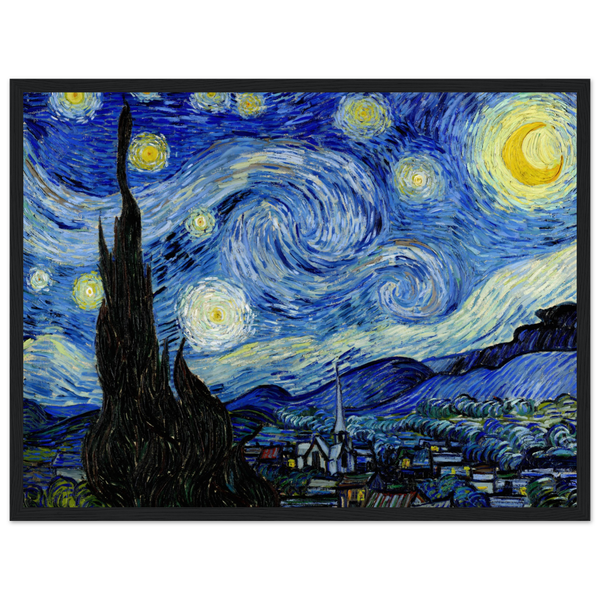 Van Gogh - The Starry Night 1889 Artwork Poster Matte / 18 x 24″ (45 60cm) Black