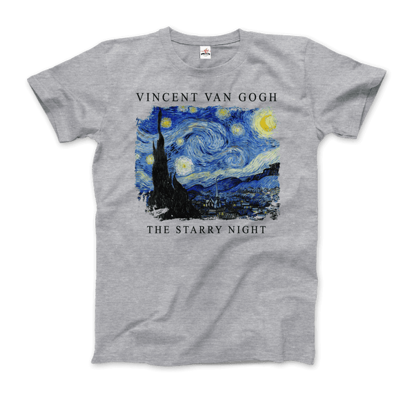 Van Gogh - The Starry Night 1889 Artwork T-Shirt - Men / Heather Grey / S - T-Shirt