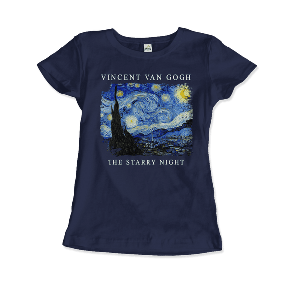 Van Gogh - The Starry Night 1889 Artwork T-Shirt - Women / Navy / S - T-Shirt