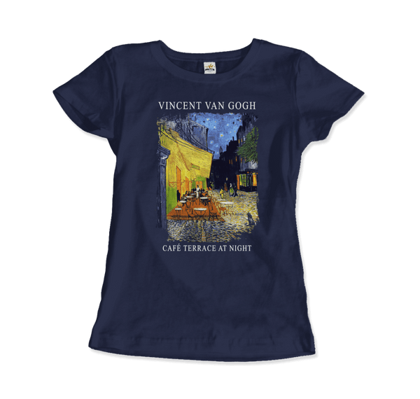 Vincent Van Gogh - Cafe Terrace at Night 1888 Artwork T-Shirt - Women / Navy / S - T-Shirt