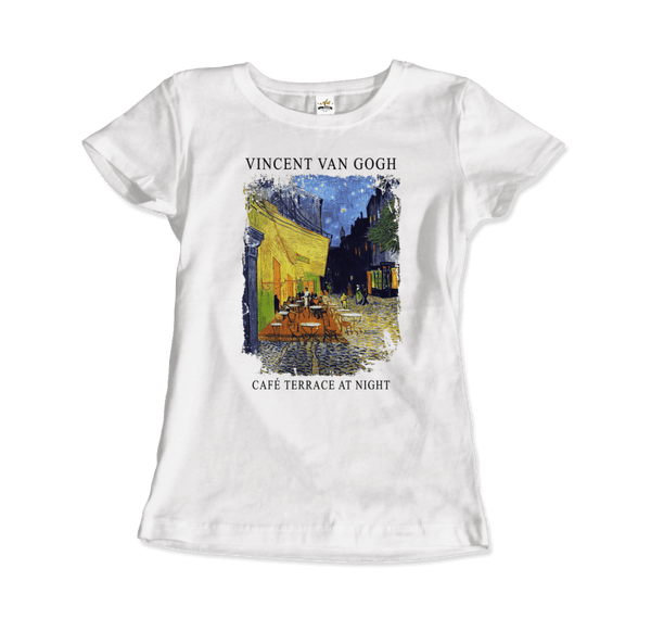 Vincent Van Gogh - Cafe Terrace at Night 1888 Artwork T-Shirt - Women / White / S - T-Shirt