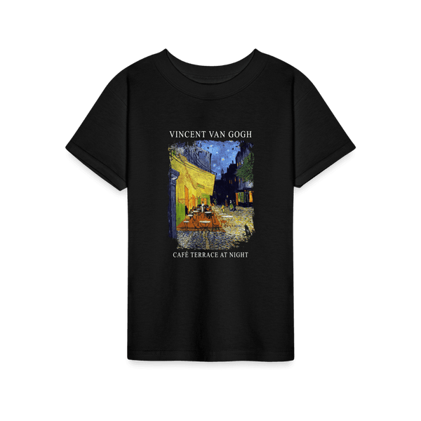 Vincent Van Gogh - Cafe Terrace at Night 1888 Artwork T-Shirt - Youth / Black / S - T-Shirt