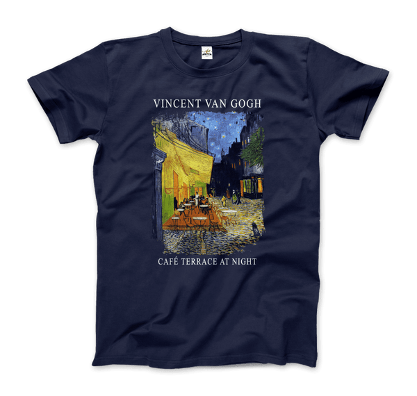 Vincent Van Gogh - Cafe Terrace at Night 1888 Artwork T-Shirt - Men / Navy / S - T-Shirt