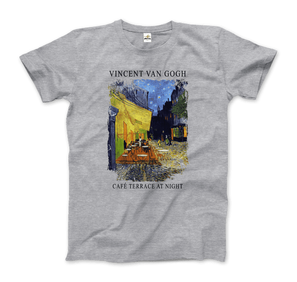 Vincent Van Gogh - Cafe Terrace at Night 1888 Artwork T-Shirt - Men / Heather Grey / S - T-Shirt