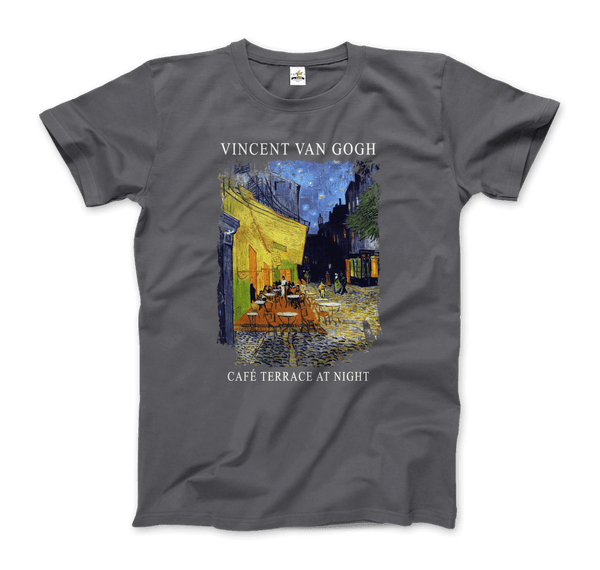 Vincent Van Gogh - Cafe Terrace at Night 1888 Artwork T-Shirt - Men / Charcoal / S - T-Shirt