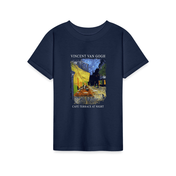 Vincent Van Gogh - Cafe Terrace at Night 1888 Artwork T-Shirt - Youth / Navy / S - T-Shirt