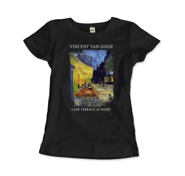 Vincent Van Gogh - Cafe Terrace at Night 1888 Artwork T-Shirt - Women / Black / S - T-Shirt