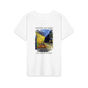 Vincent Van Gogh - Cafe Terrace at Night 1888 Artwork T-Shirt - Youth / White / S - T-Shirt