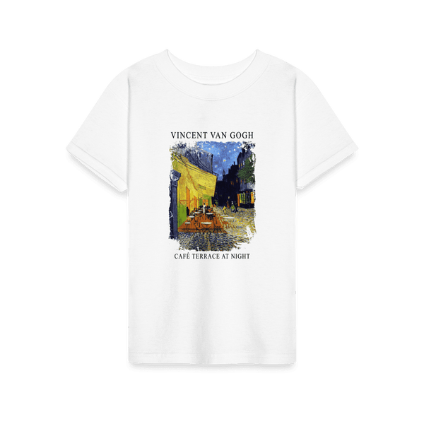 Vincent Van Gogh - Cafe Terrace at Night 1888 Artwork T-Shirt - Youth / White / S - T-Shirt
