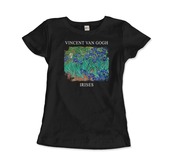 Vincent Van Gogh - Irises 1889 Artwork T-Shirt - Women (Fitted) / Black / S - T-Shirt