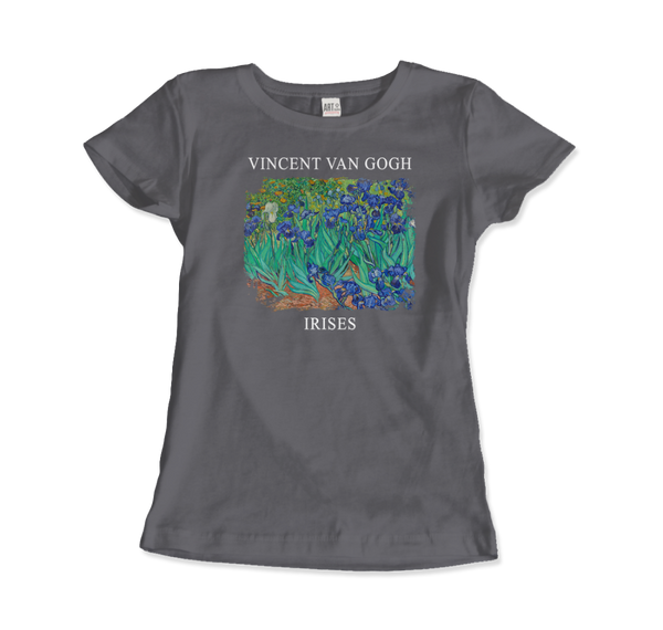 Vincent Van Gogh - Irises 1889 Artwork T-Shirt - Women (Fitted) / Charcoal / S - T-Shirt